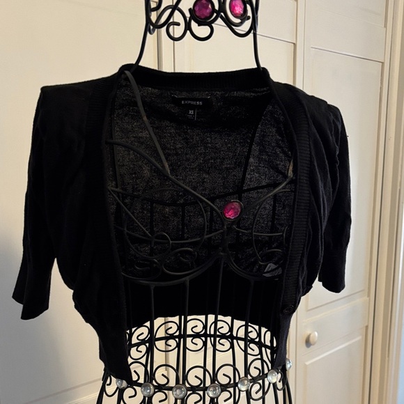 Express Sweaters - Express Black Cropped Cardigan